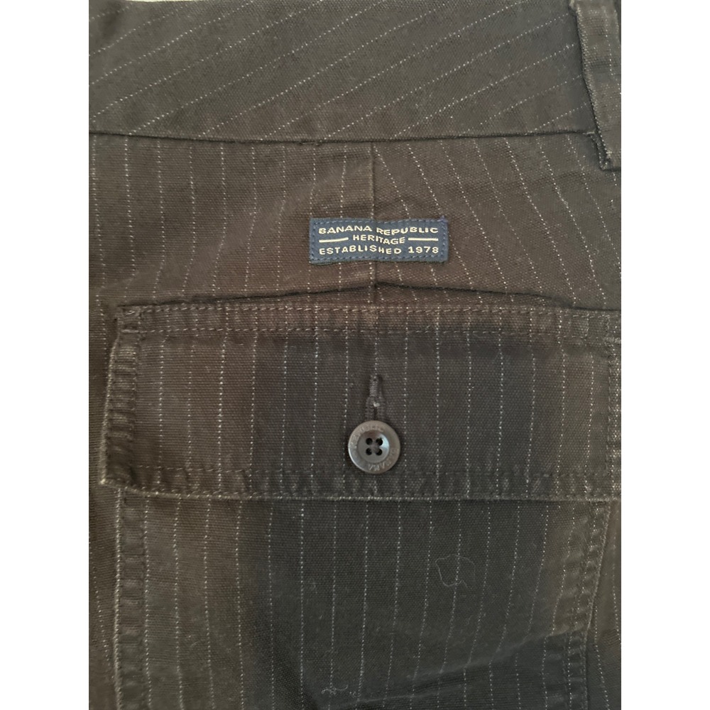 Banana Republic Heritage Mens Brown Pinstripe Cotton Trousers 33x32 Straight Leg - Picture 4 of 7